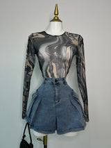 FALDA DENIM PEDRERÍA