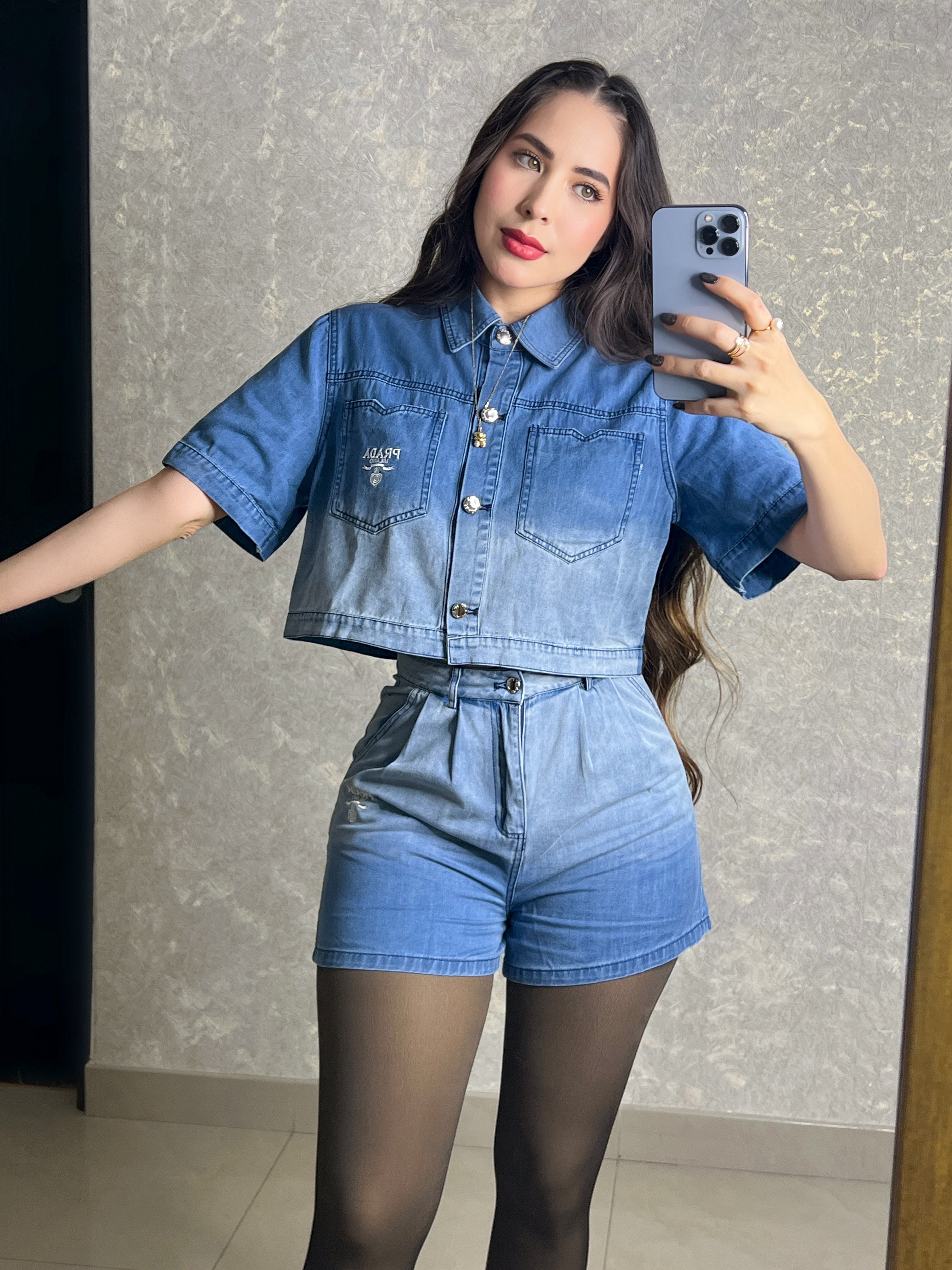 SET SHORT Y CAMISA AZUL