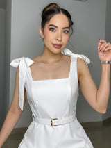 VESTIDO AMANDA  BLANCO CON CINTURÓN