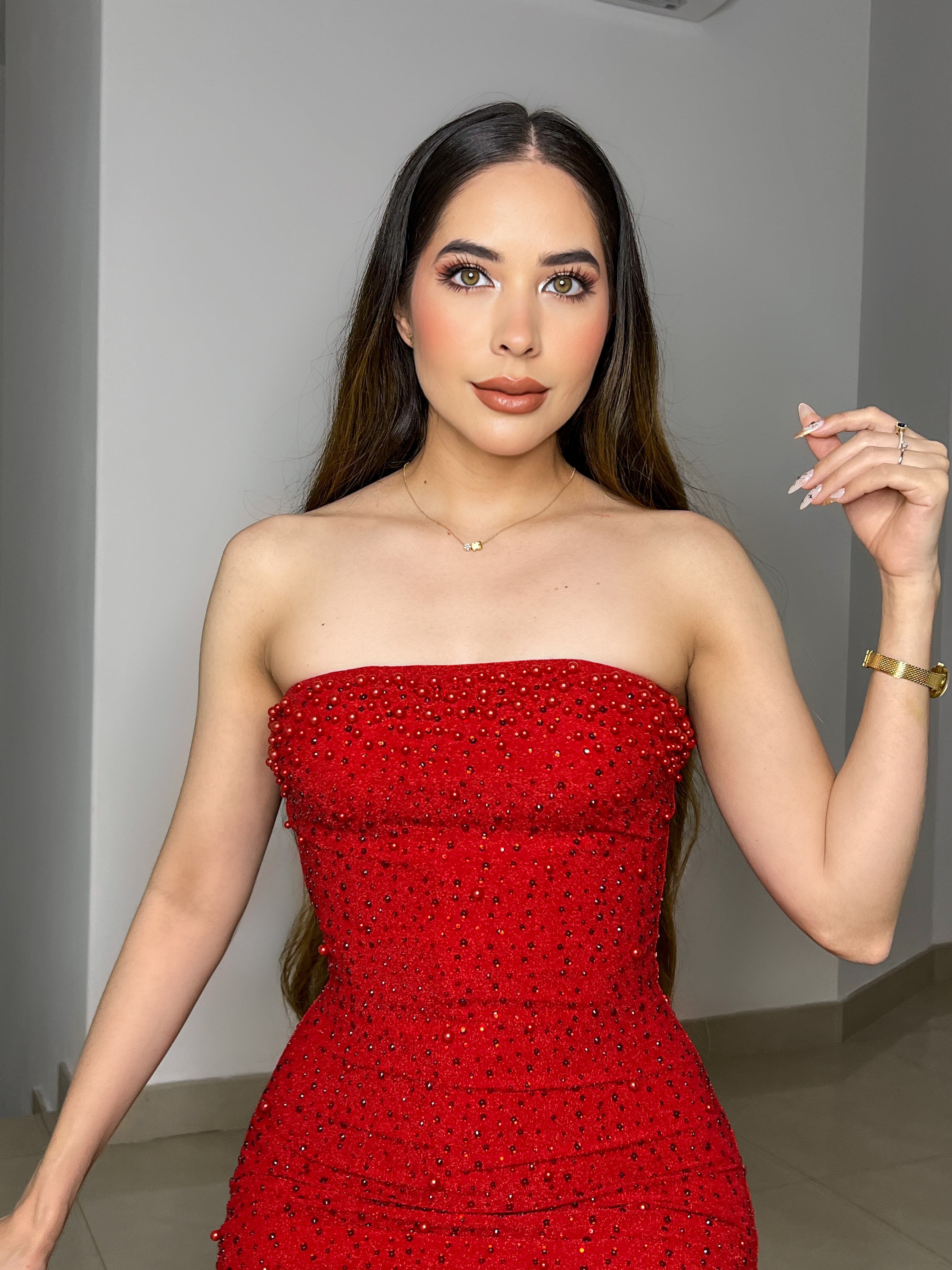 VESTIDO PERLA TINTO