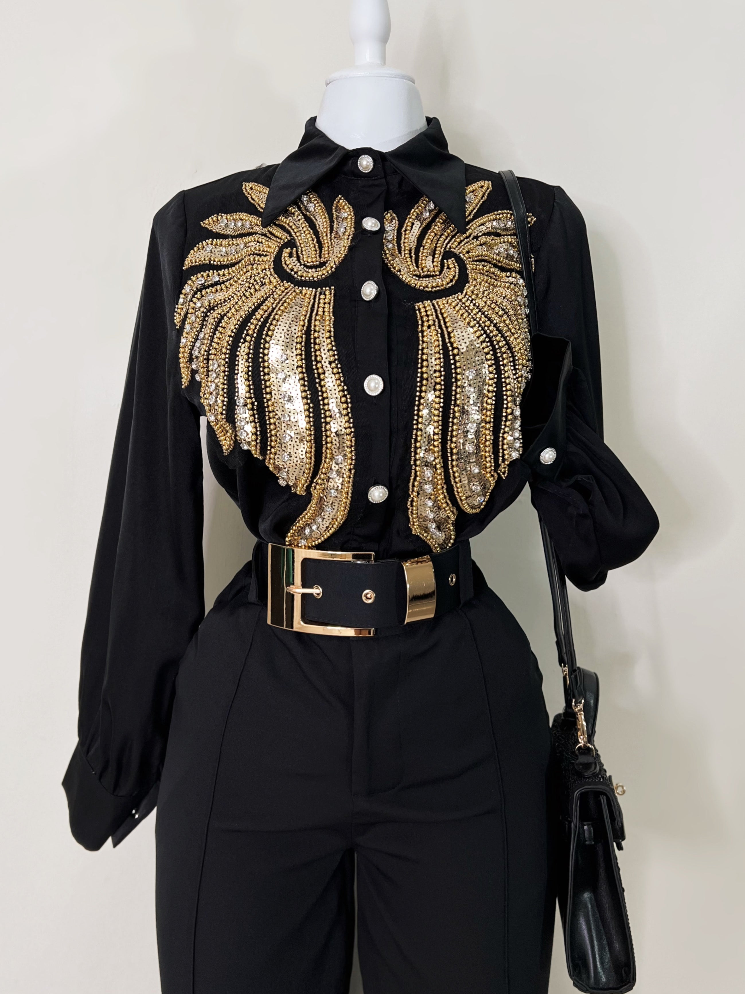 Camisa Negra Pedrería