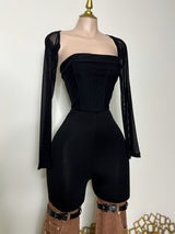 CORSÉ NEGRO CON MANGAS RETIRABLES