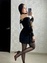 VESTIDO NEGRO CON DESTELLOS