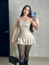 SET LIGTH BEIGE VINIPIEL