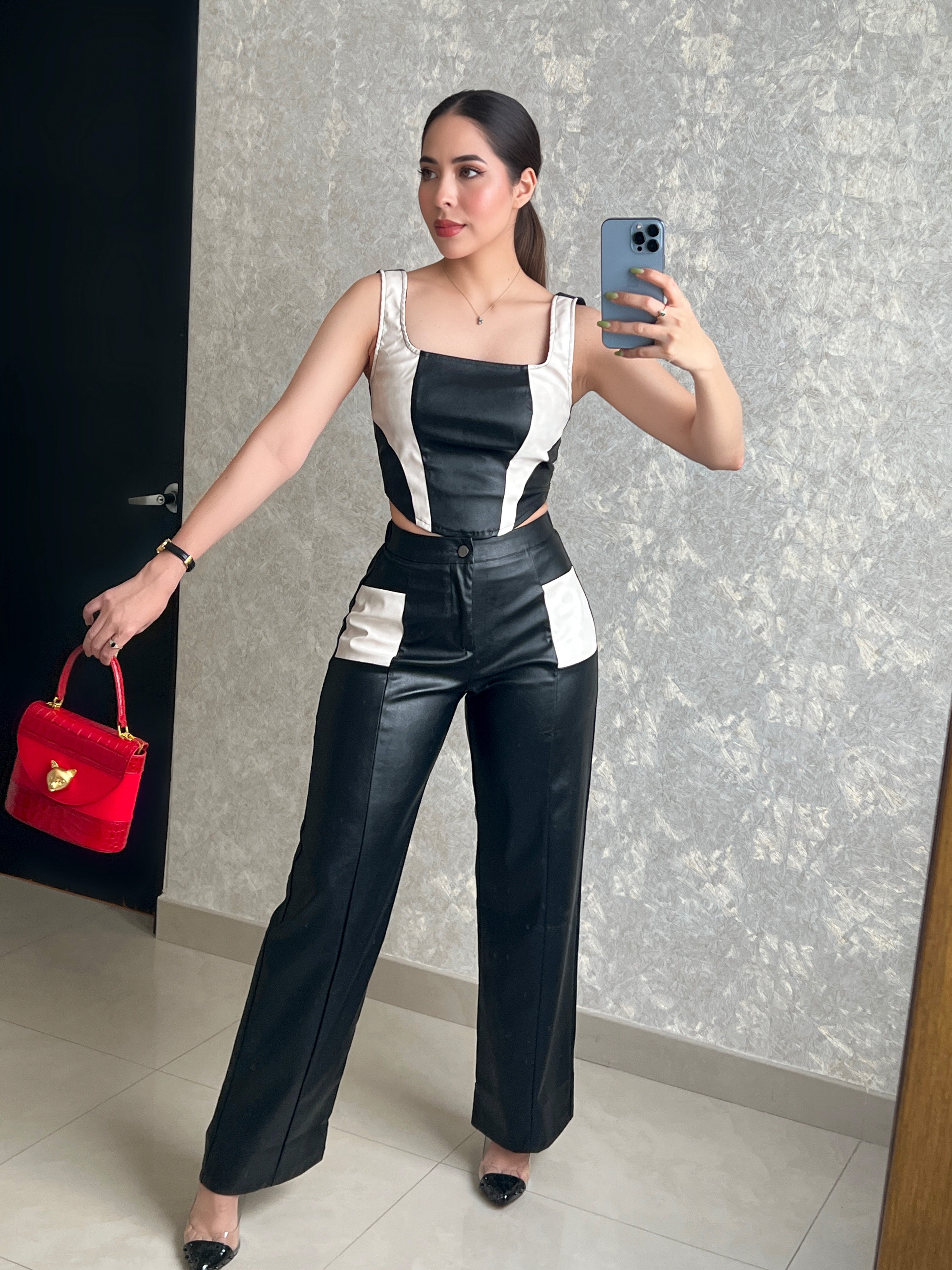 SET PANTALÓN CON TOP VINIPIEL