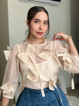 BLUSA IVORY CON MOÑO