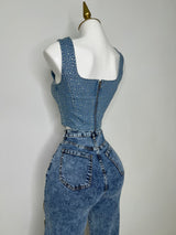 TOP DENIM CON PEDRERIA