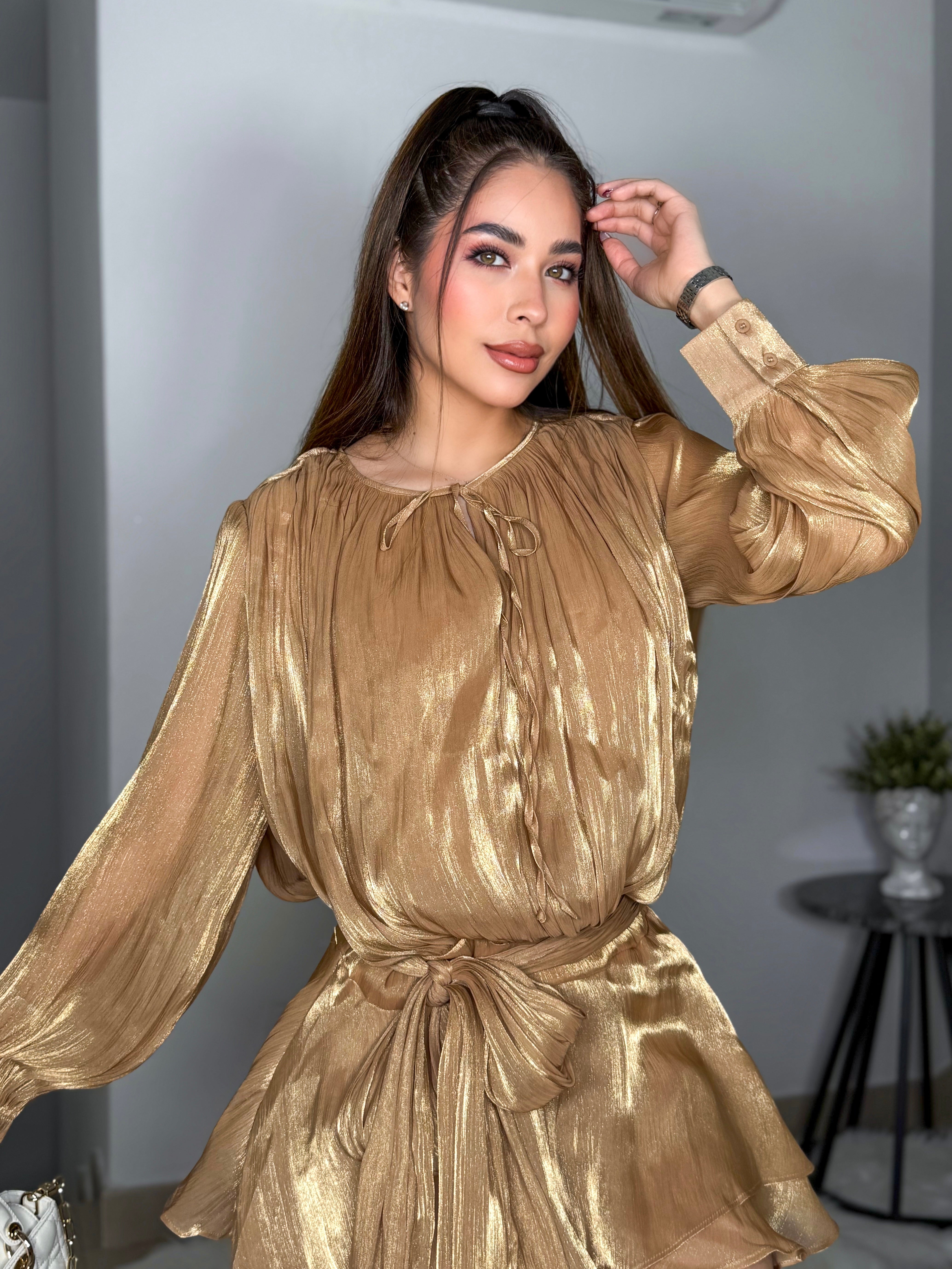 VESTIDO ROBERTA DORADO