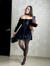 VESTIDO NEGRO CON DESTELLOS