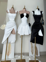 VESTIDO CORTO CON PRENDEDOR