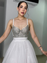 TOP BLANCO CON PERLAS Y PIEDRITAS