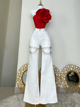 PANTALÓN BLANCO CON PEDRERÍA