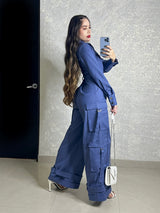 PALAZZO AZUL ESTILO CARGO
