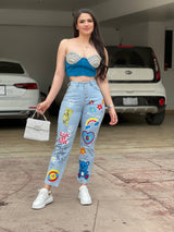 CORSET AZUL CON PEDRERÍA