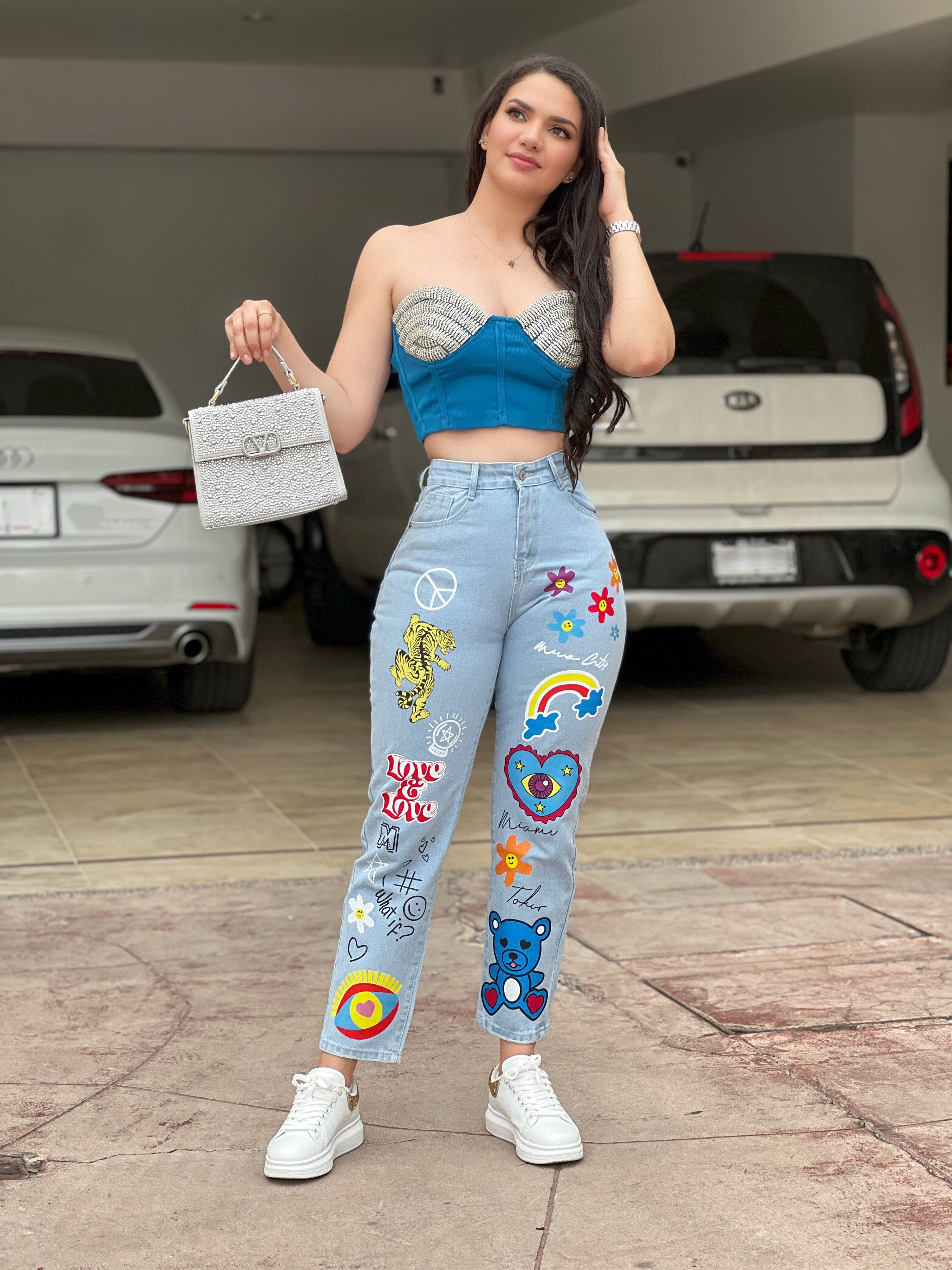 CORSET AZUL CON PEDRERÍA