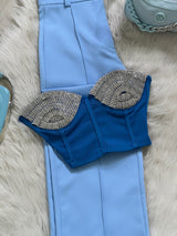 CORSET AZUL CON PEDRERÍA