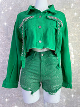 SET CHAQUETA Y SHORT VERDE
