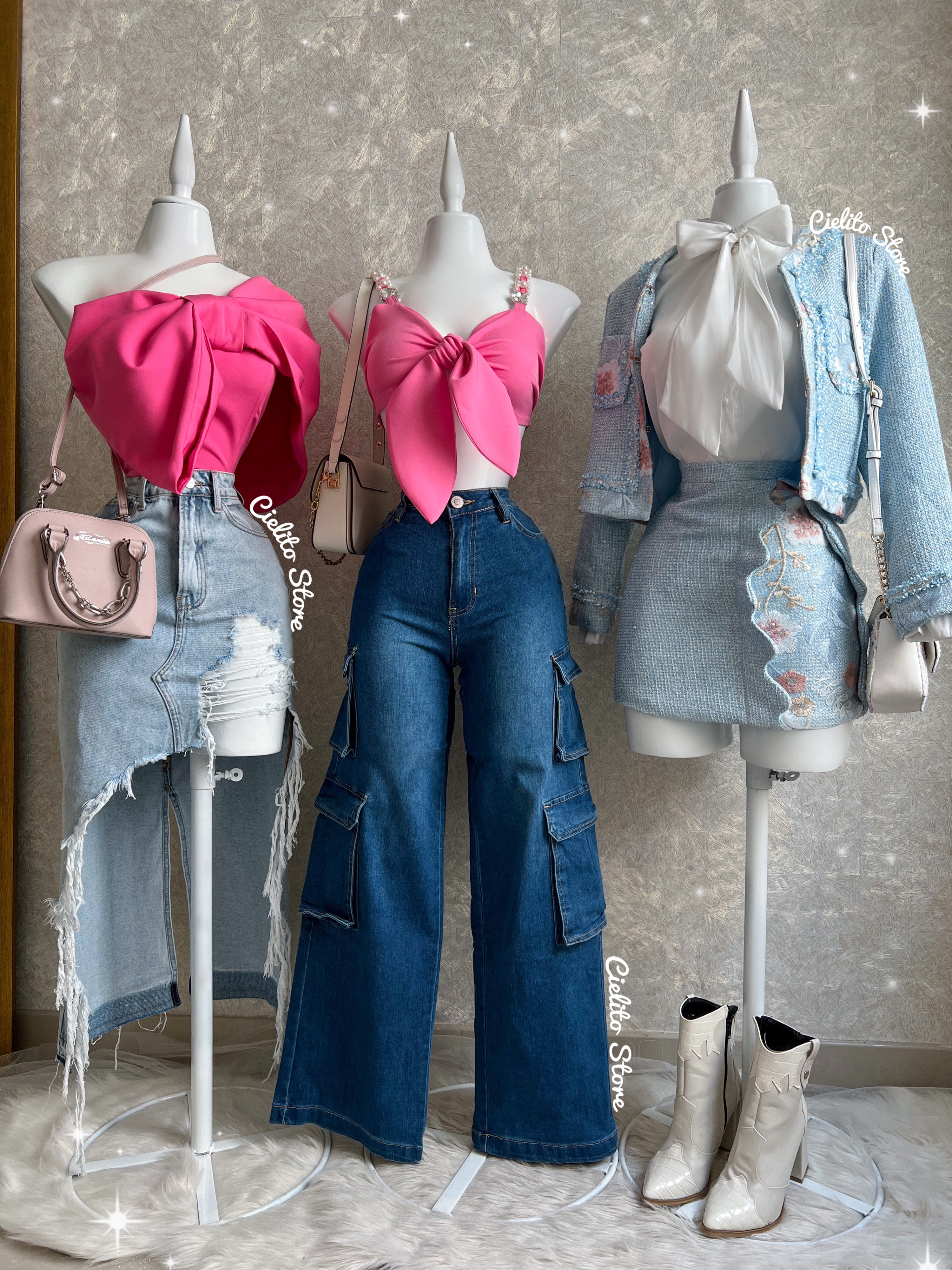 BLUSA ROSA CORTA DE MOÑO