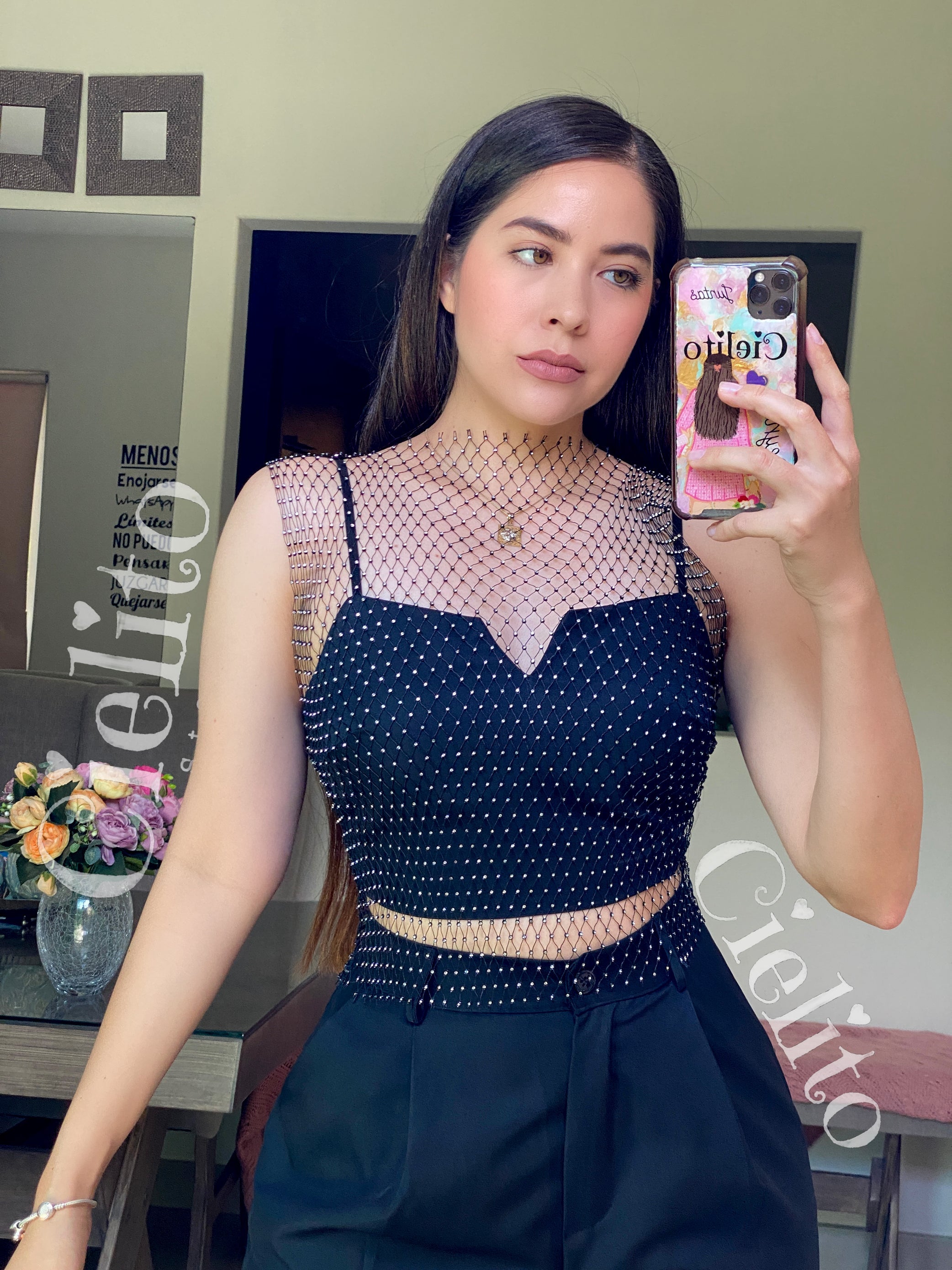 SET NEGRO PANTALÓN Y CORSET