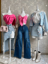 TOP ROSA CON PERLA Y PEDRERÍA