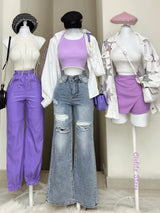 JOGGER MORADO CON CIERRES LATERALES