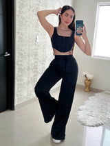 SET NEGRO PANTALÓN Y CORSET