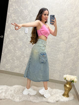 FALDA DENIM CARGO DEGRADADA