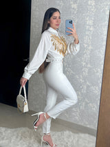 CAMISA BLANCA CON DETALLE DORADO