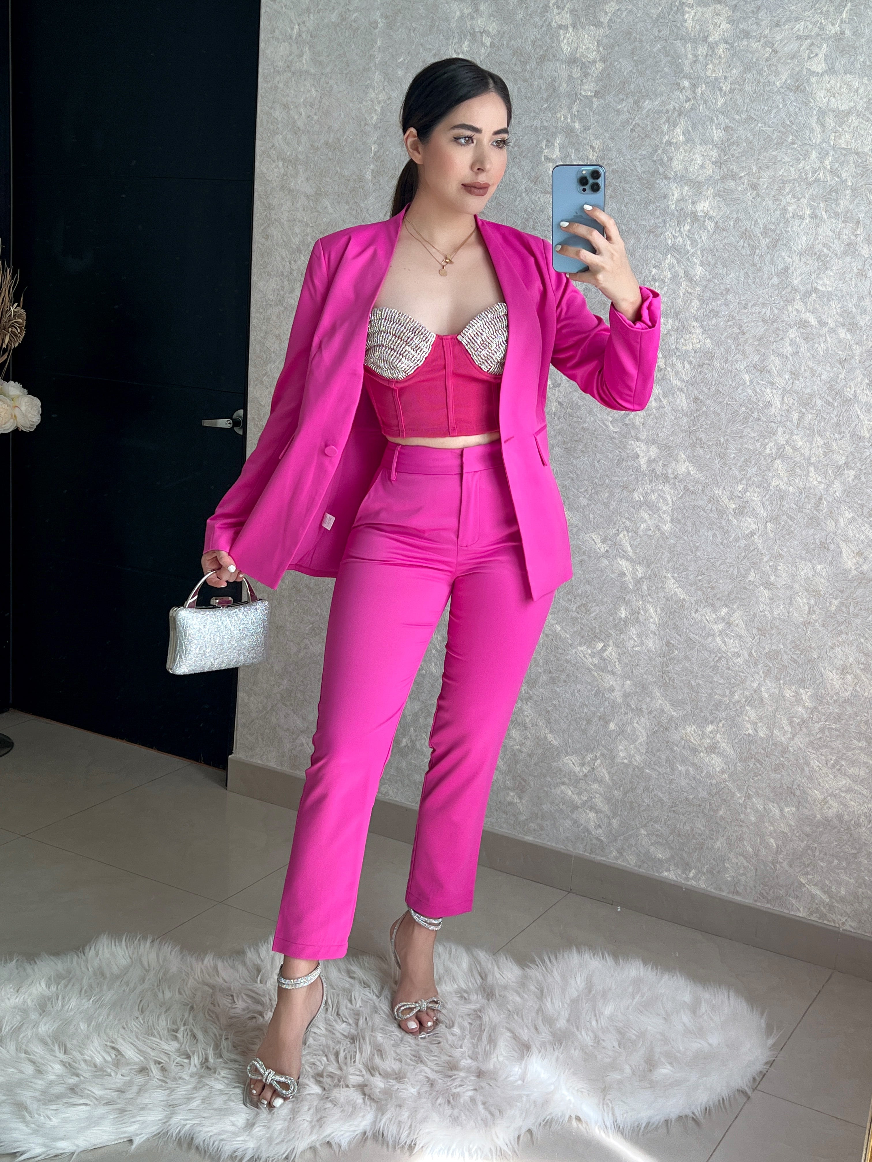 CORSET ROSA CON PEDRERÍA