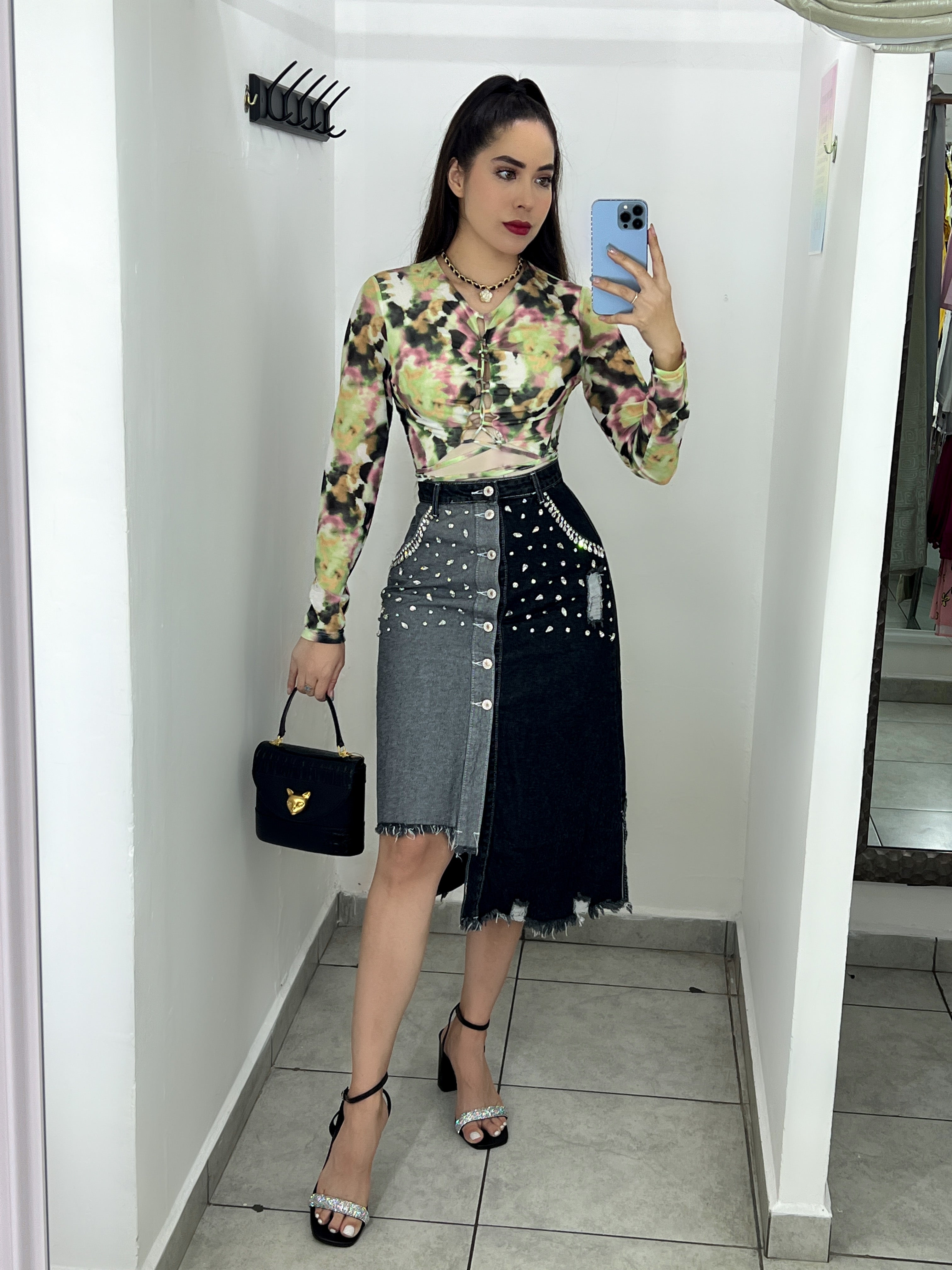 FALDA MEZCLILLA BICOLOR