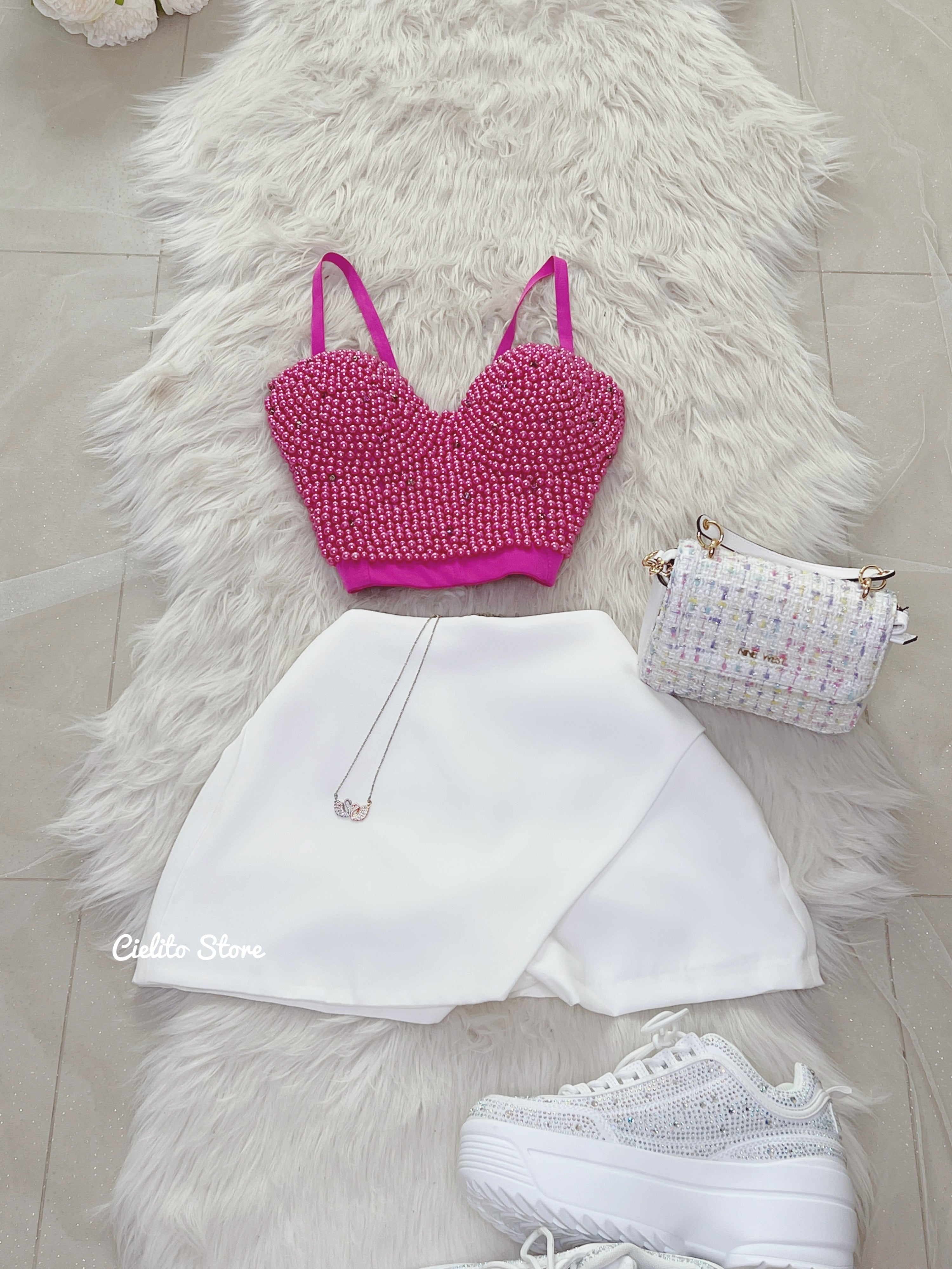 TOP ROSA PERLAS Y PIEDRITAS