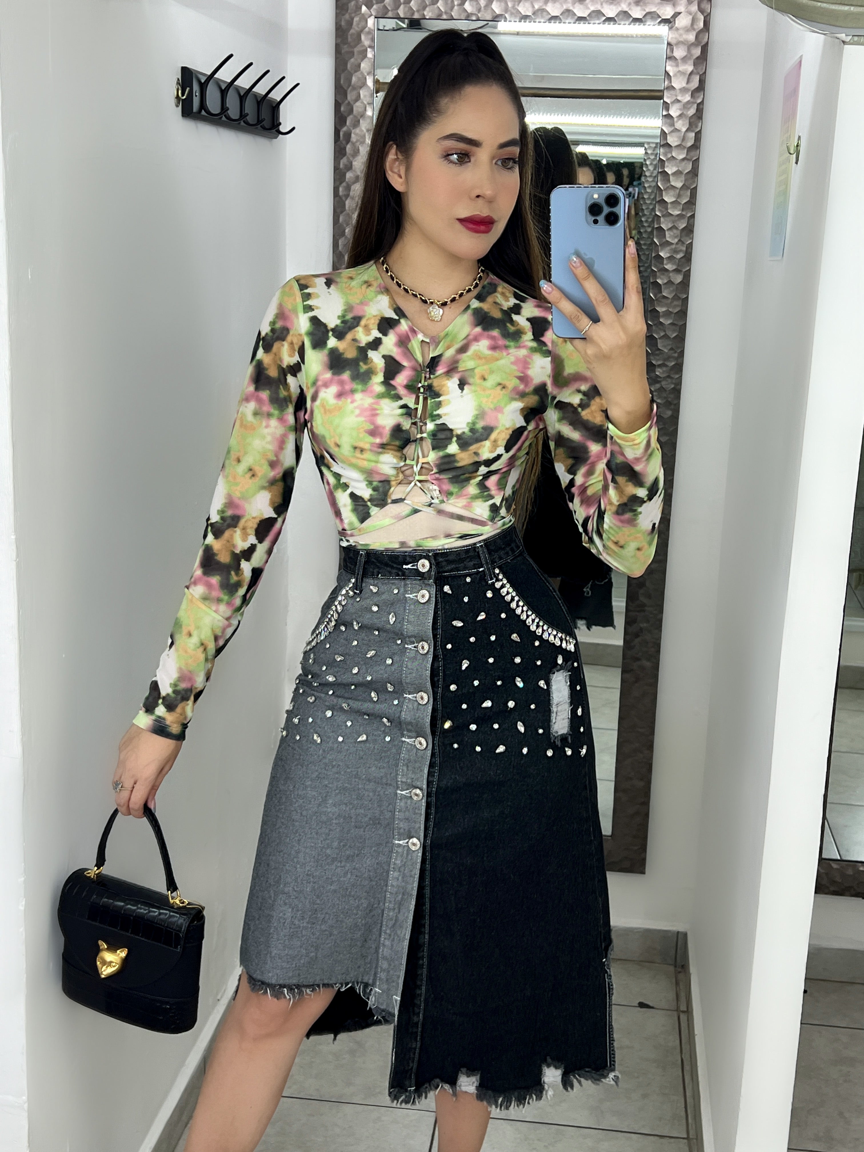 FALDA MEZCLILLA BICOLOR