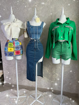 SET CHAQUETA Y SHORT VERDE