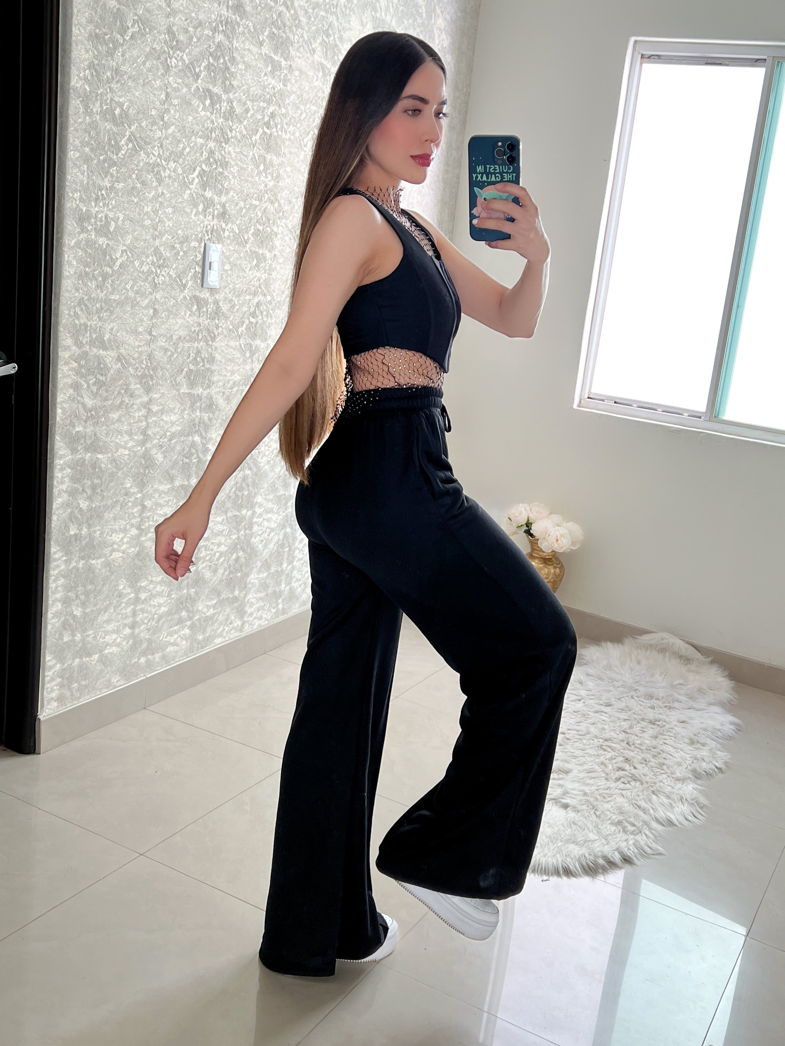 SET NEGRO PANTALÓN Y CORSET