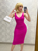 VESTIDO ROSA DRAPEADO