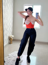 PANTALÓN PARACHUTE  NEGRO CON CIERRE FRONTAL