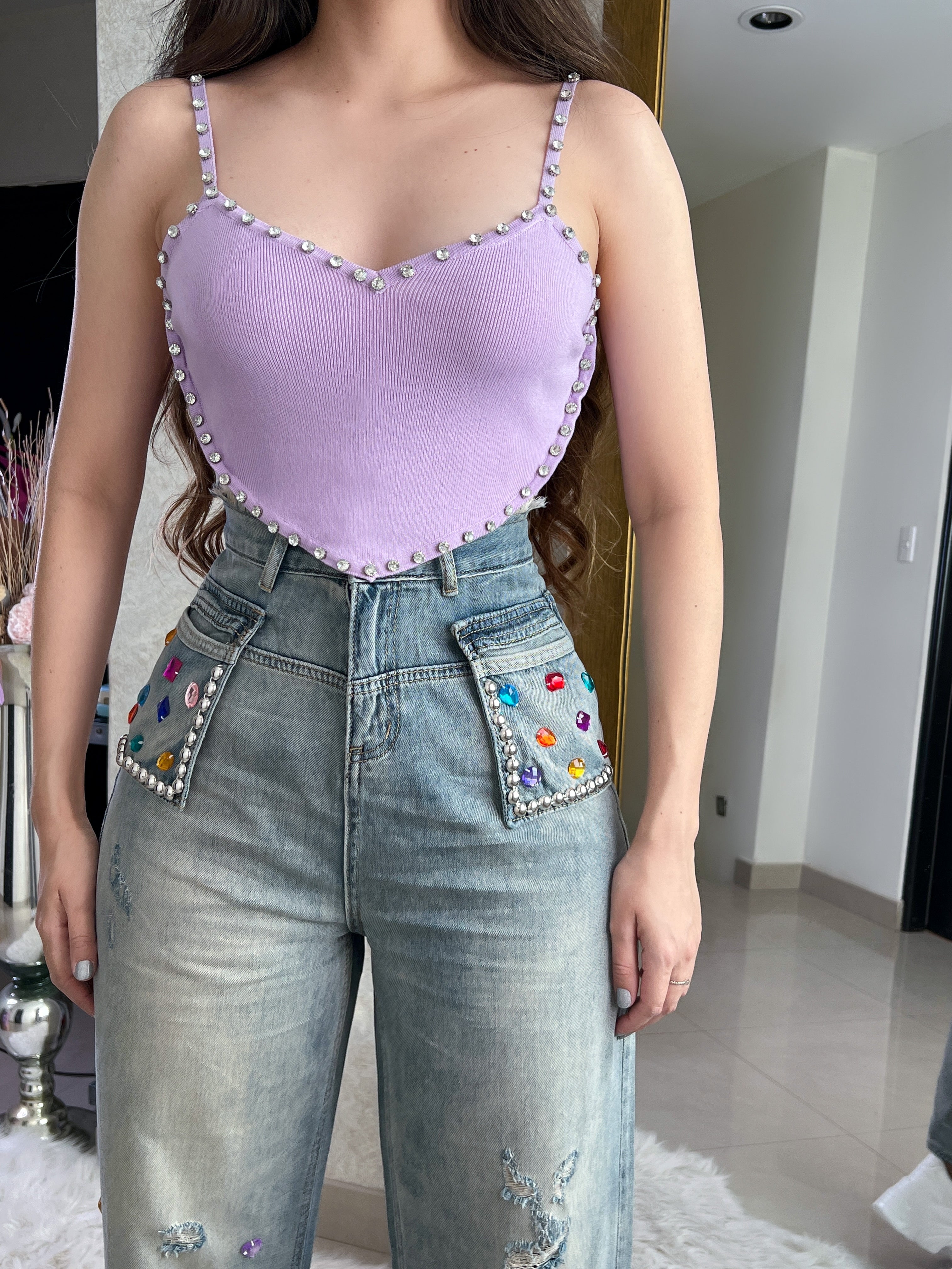 BLUSA DE CORAZÓN LILA