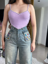 BLUSA DE CORAZÓN LILA