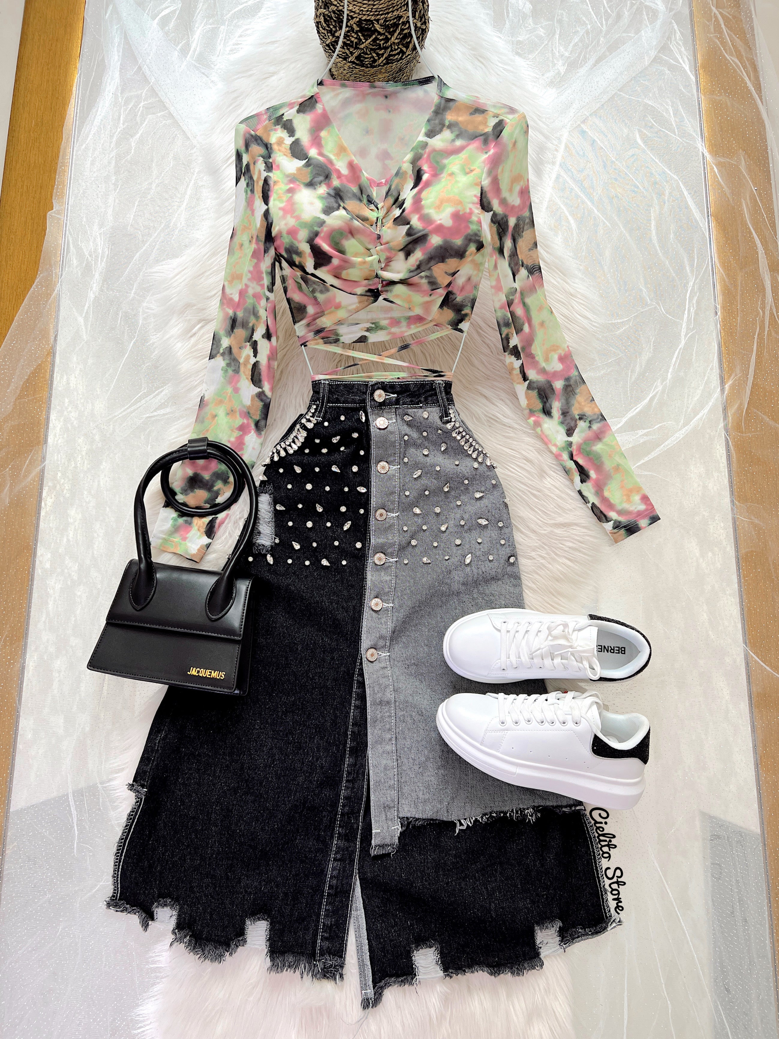 FALDA MEZCLILLA BICOLOR