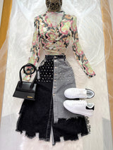 FALDA MEZCLILLA BICOLOR