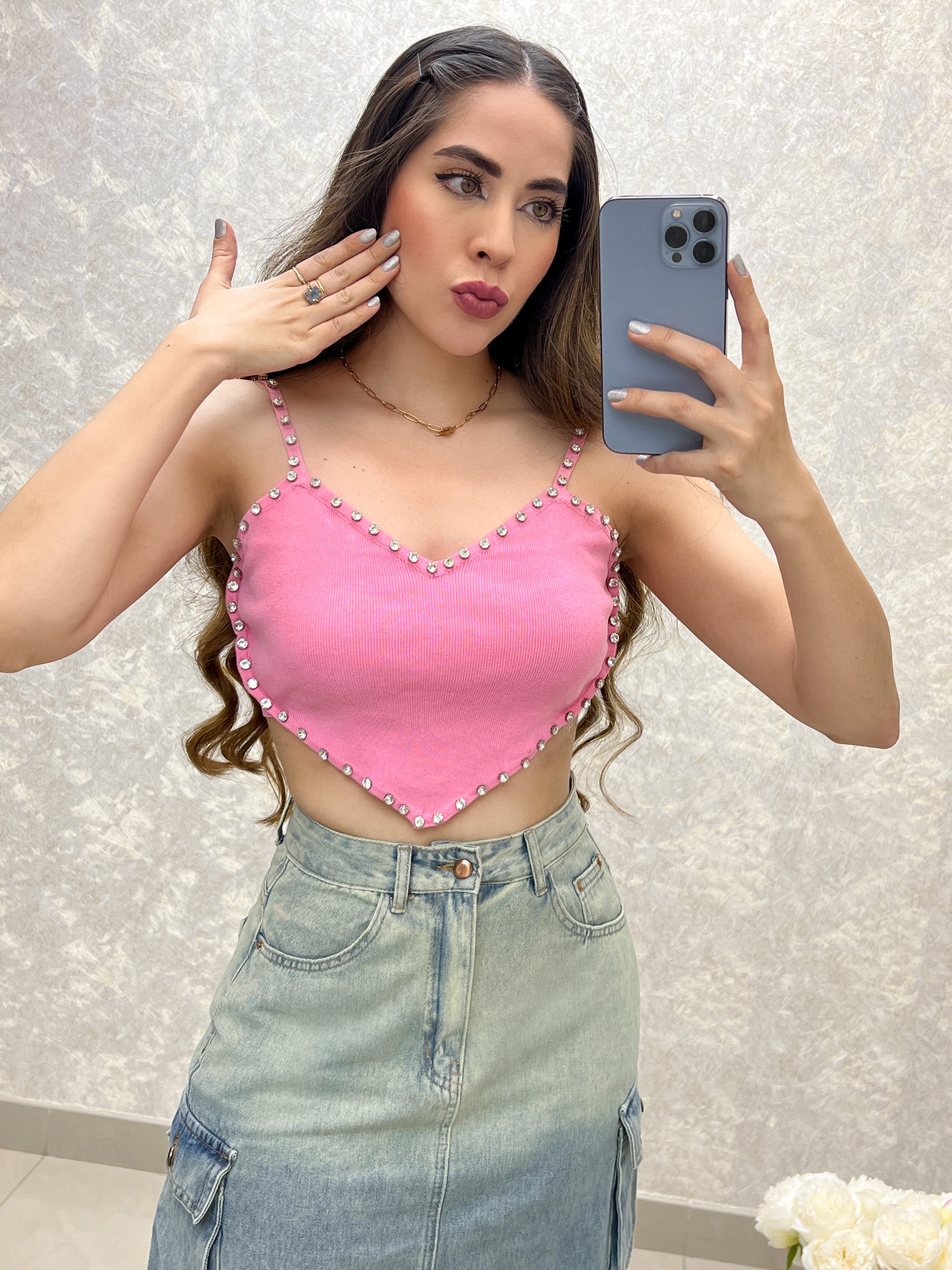 BLUSA DE CORAZÓN ROSA