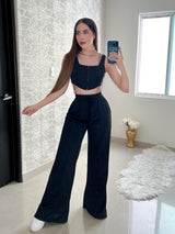 SET NEGRO PANTALÓN Y CORSET