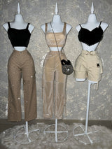 PANTALÓN CAQUI TELA TOTALMENTE DE PEDRERÍA FINA