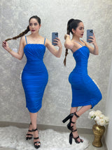 VESTIDO DRAPEADO AZUL