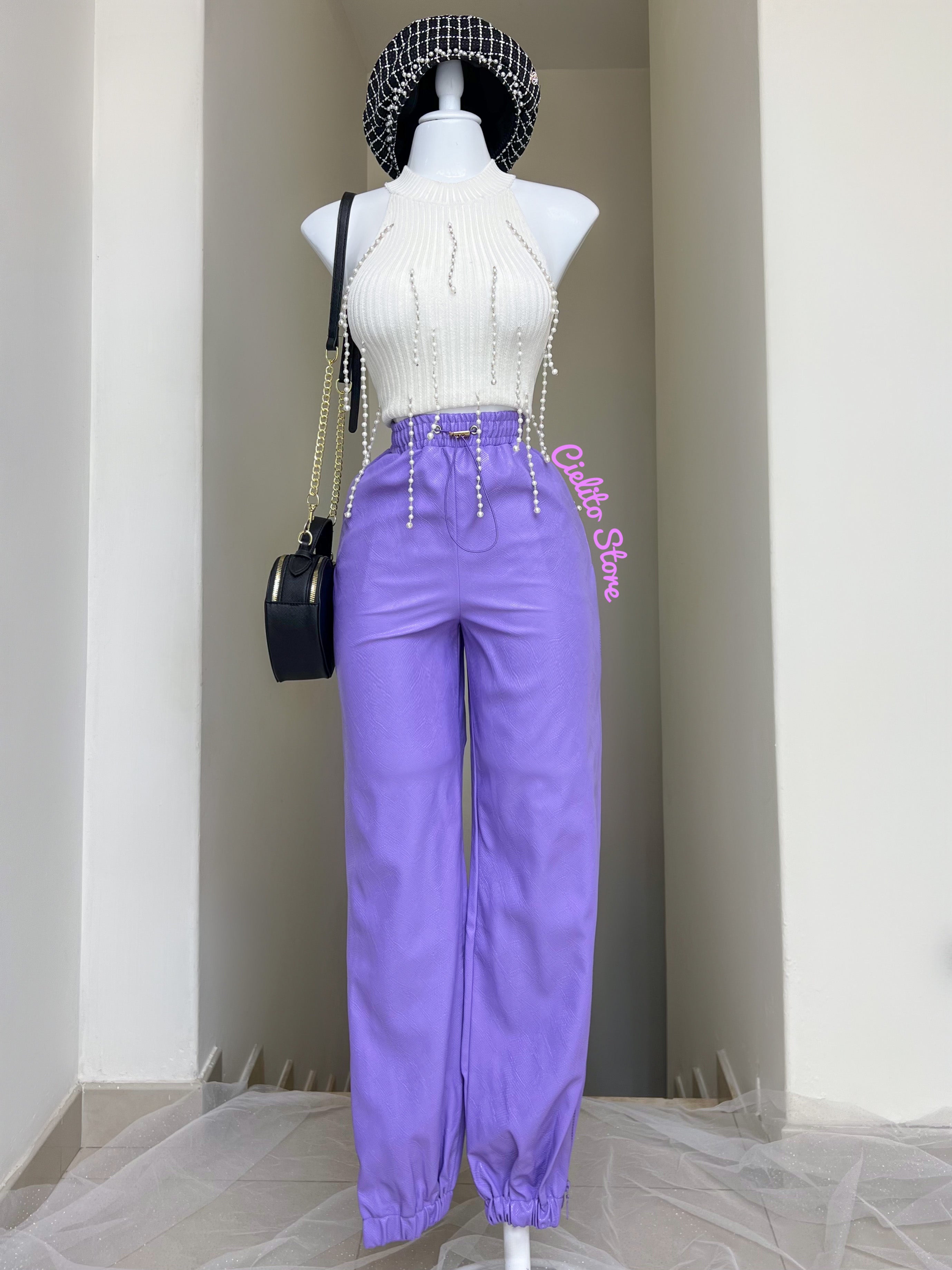 JOGGER MORADO CON CIERRES LATERALES