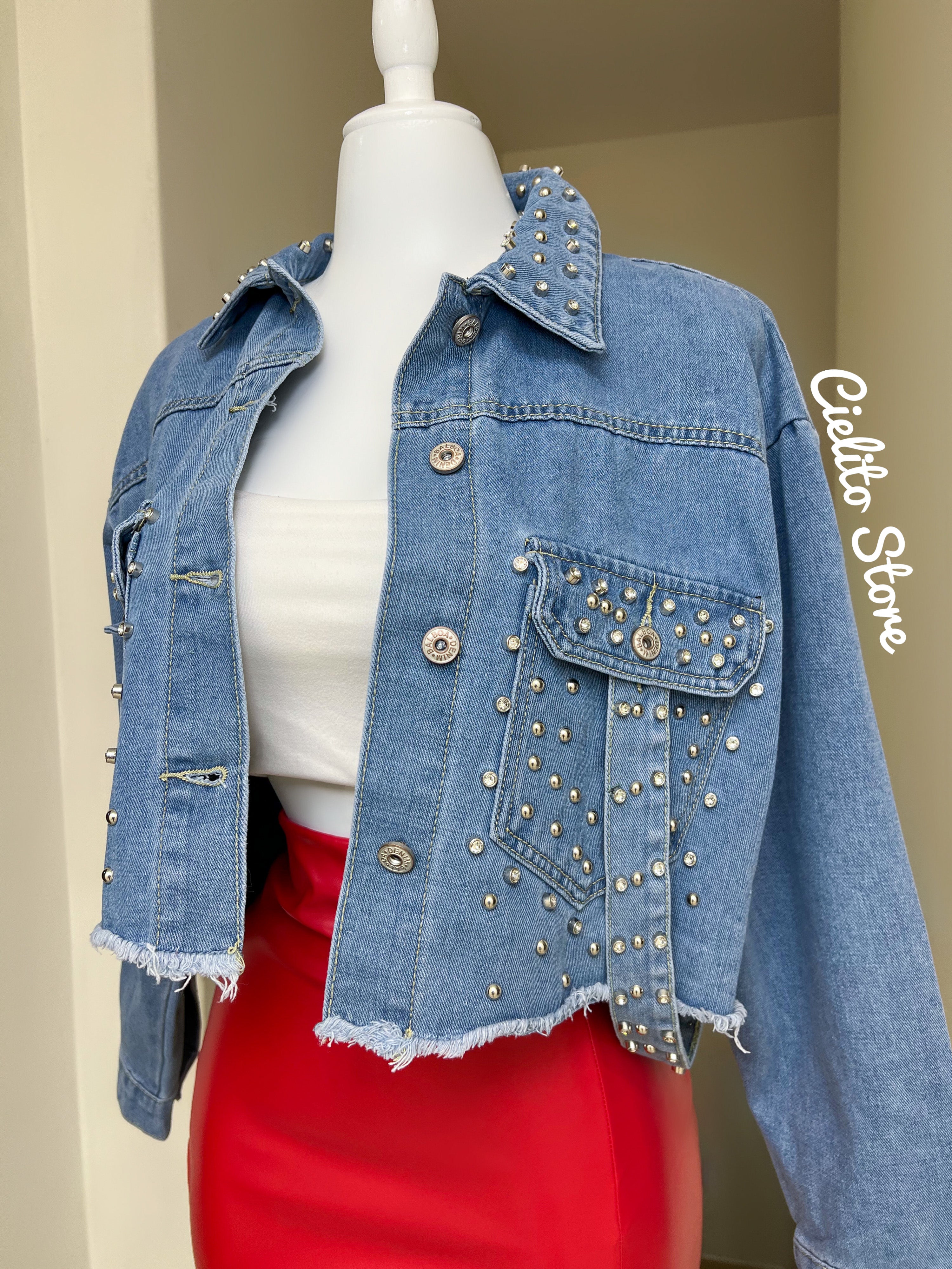 CHAQUETA MEZCLILLA CON PEDRERÍA