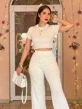 SET BLANCO CON BOTÓN DORADO