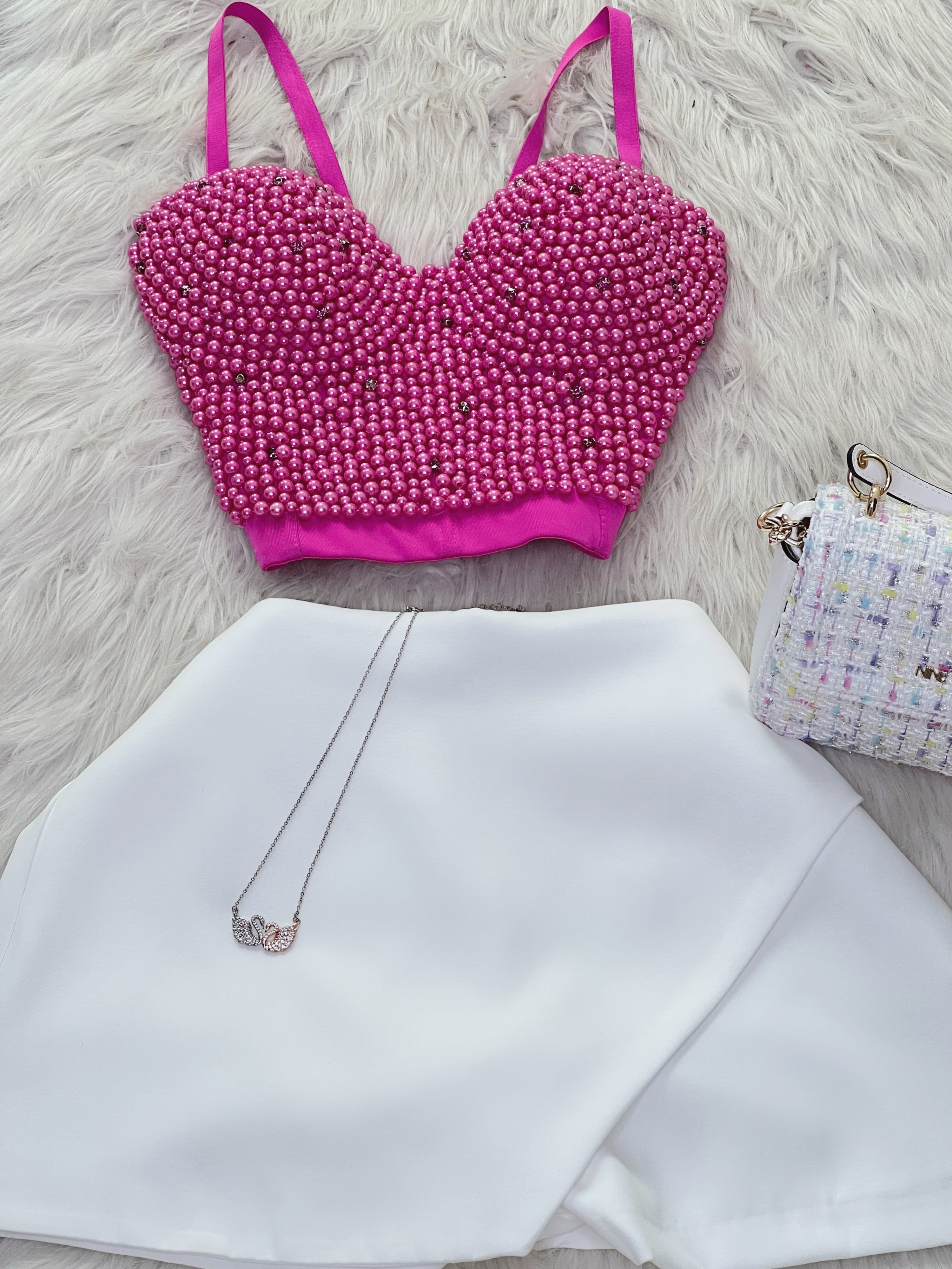 TOP ROSA PERLAS Y PIEDRITAS