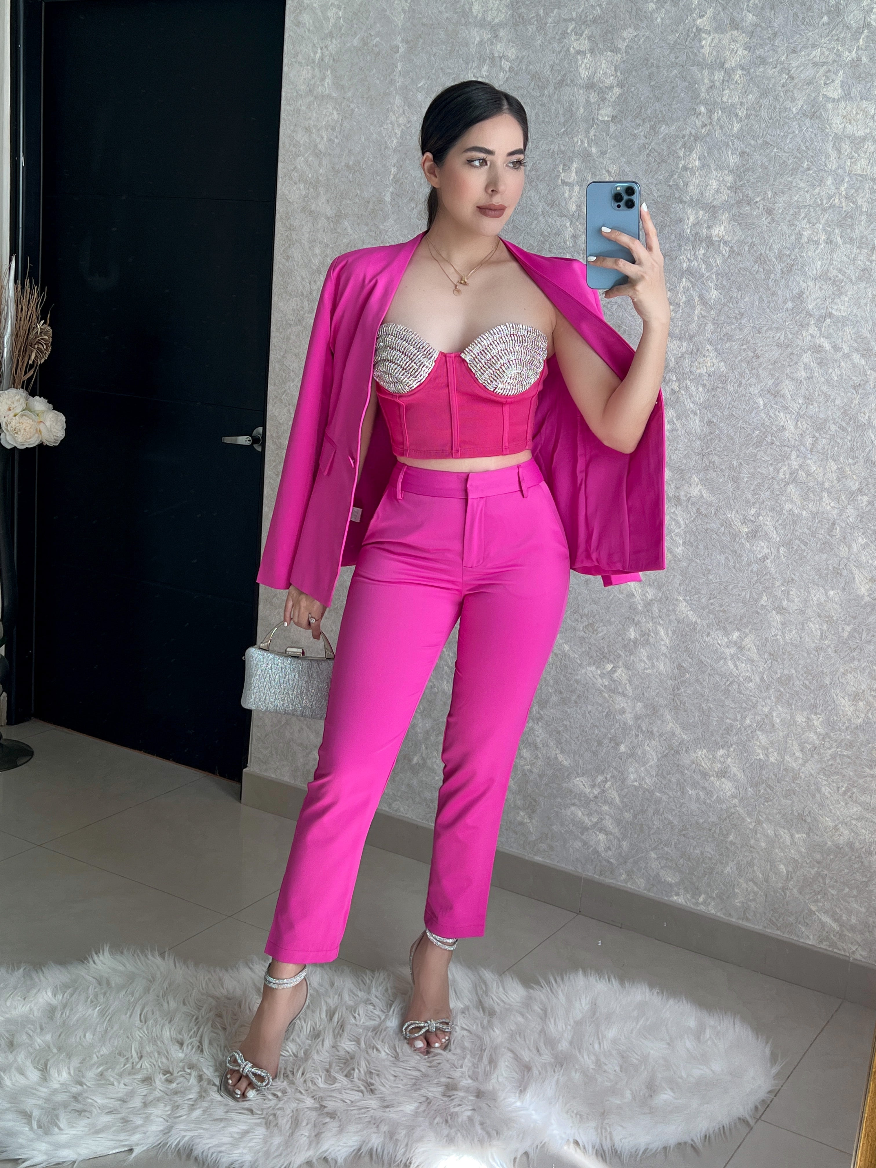 CORSET ROSA CON PEDRERÍA