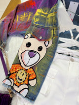 CHAQUETA DE MEZCLILLA PINTADA CON OSITO